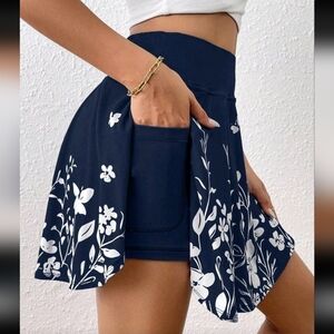 Floral Skort With Pocket